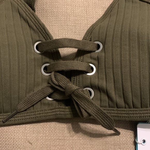 Seafolly Inka Rib Lace Up Bikini Top - Picture 2 of 8
